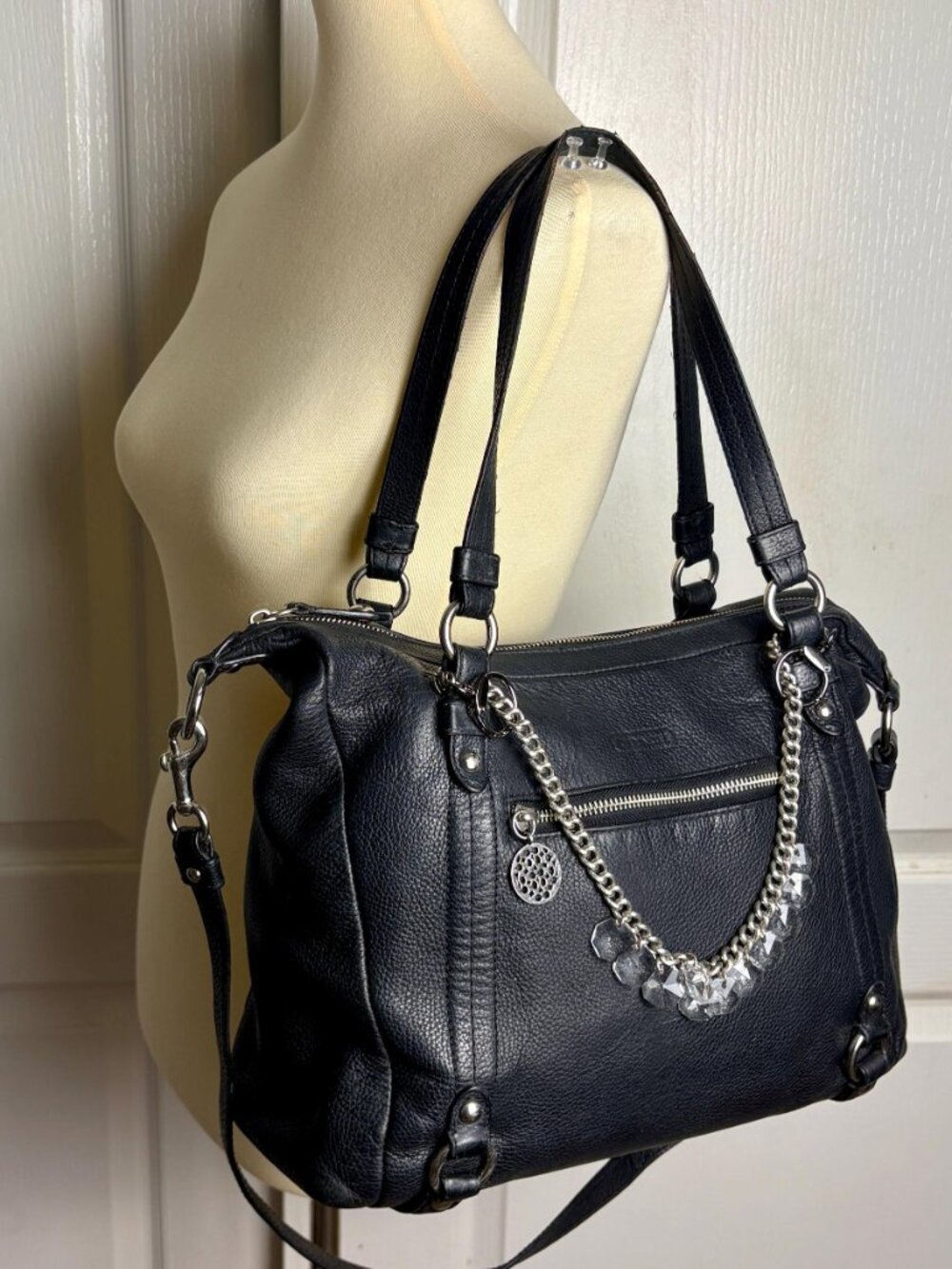 Coach Alexandra Bag in Black Pebble Leather with Chain - Picture 3 of 16